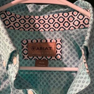 Ariat Geometric Patterned Shirt in Light Blue and Navy